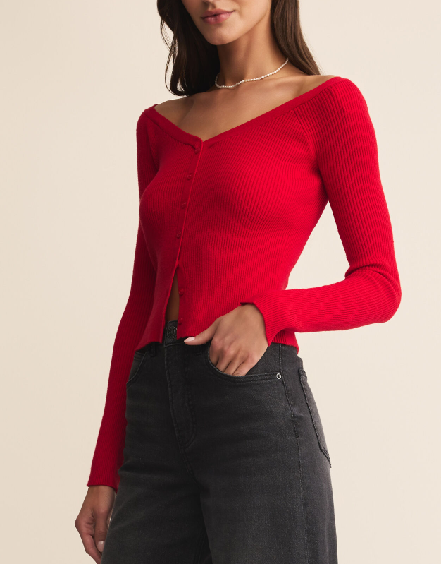 z supply jovy sweater top in festive red