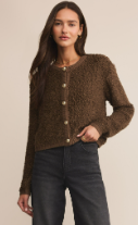 z supply maxie fluffy cardigan in root beer