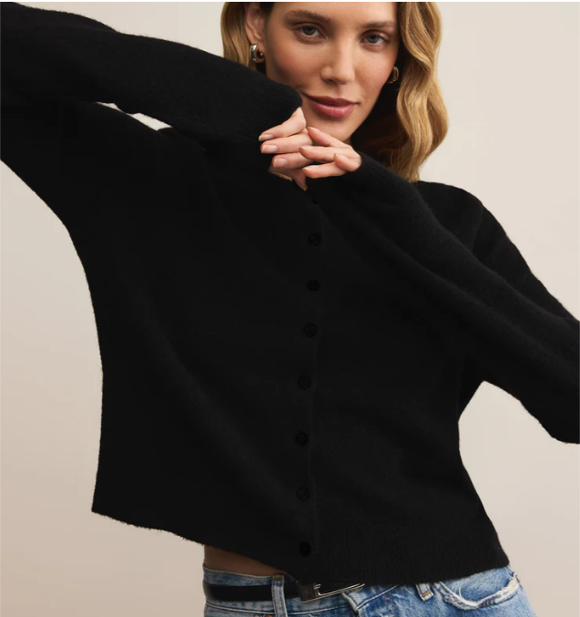 z supply medina cardigan in black