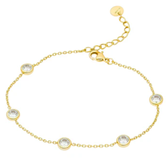 aubrey adele daimond bezel bracelet in gold