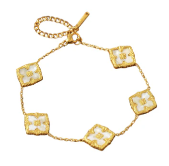 aubrey adele french cross bracelet in gold