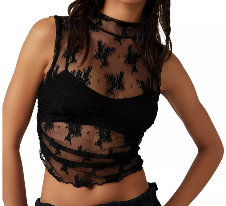 free people solid nice try muscle tank in black