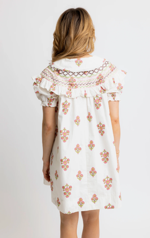 karlie digital floral embroidered peter pan dress