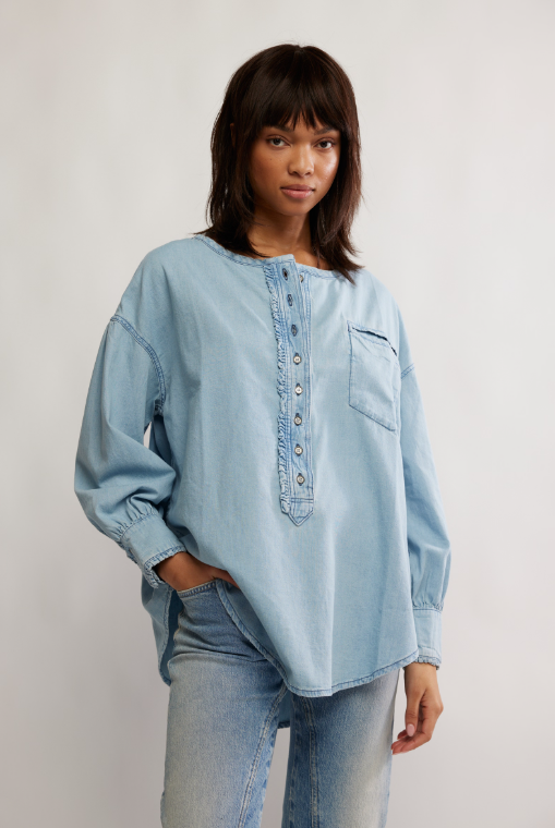 free people denim dreaming pullover