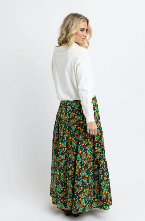 karlie floral tie maxi skirt in brown