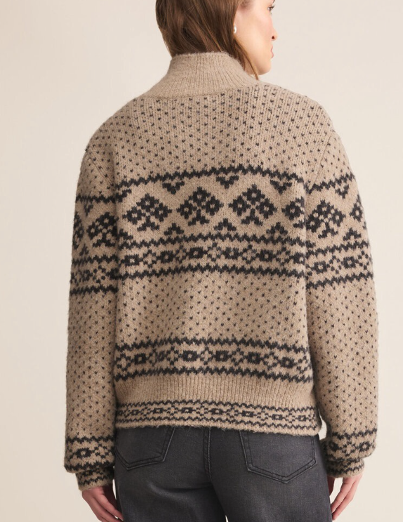 z supply bismarck zip cardiganin smocked heather