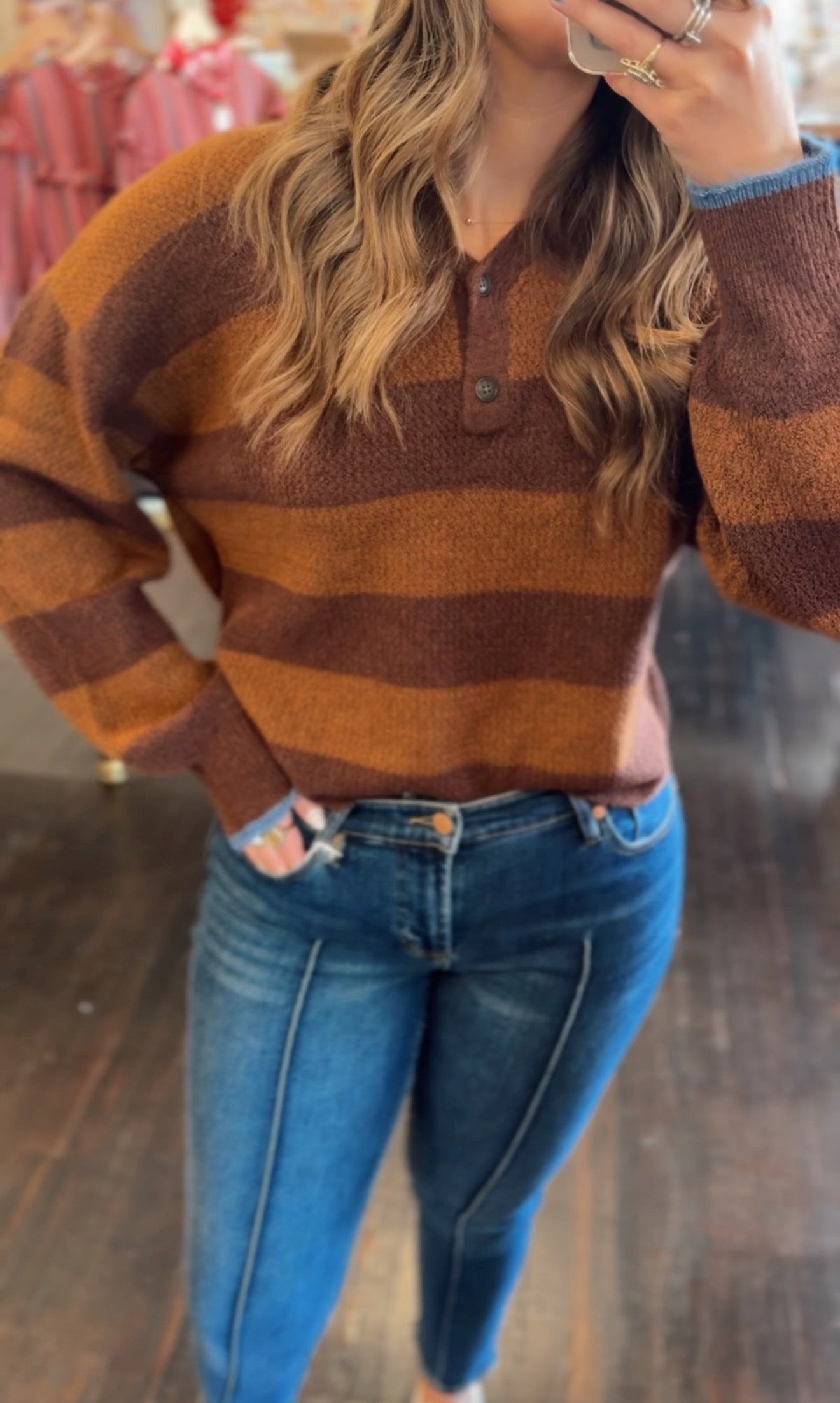 saltwater luxe long sleeve sweater in espresso