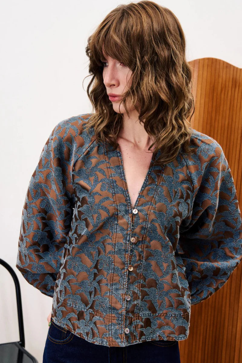 frnch boldo blouse in marron glaze