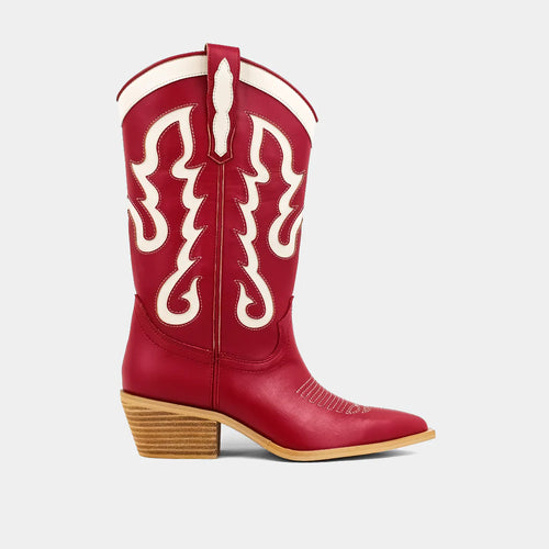 shu shop yaya boots in dark red