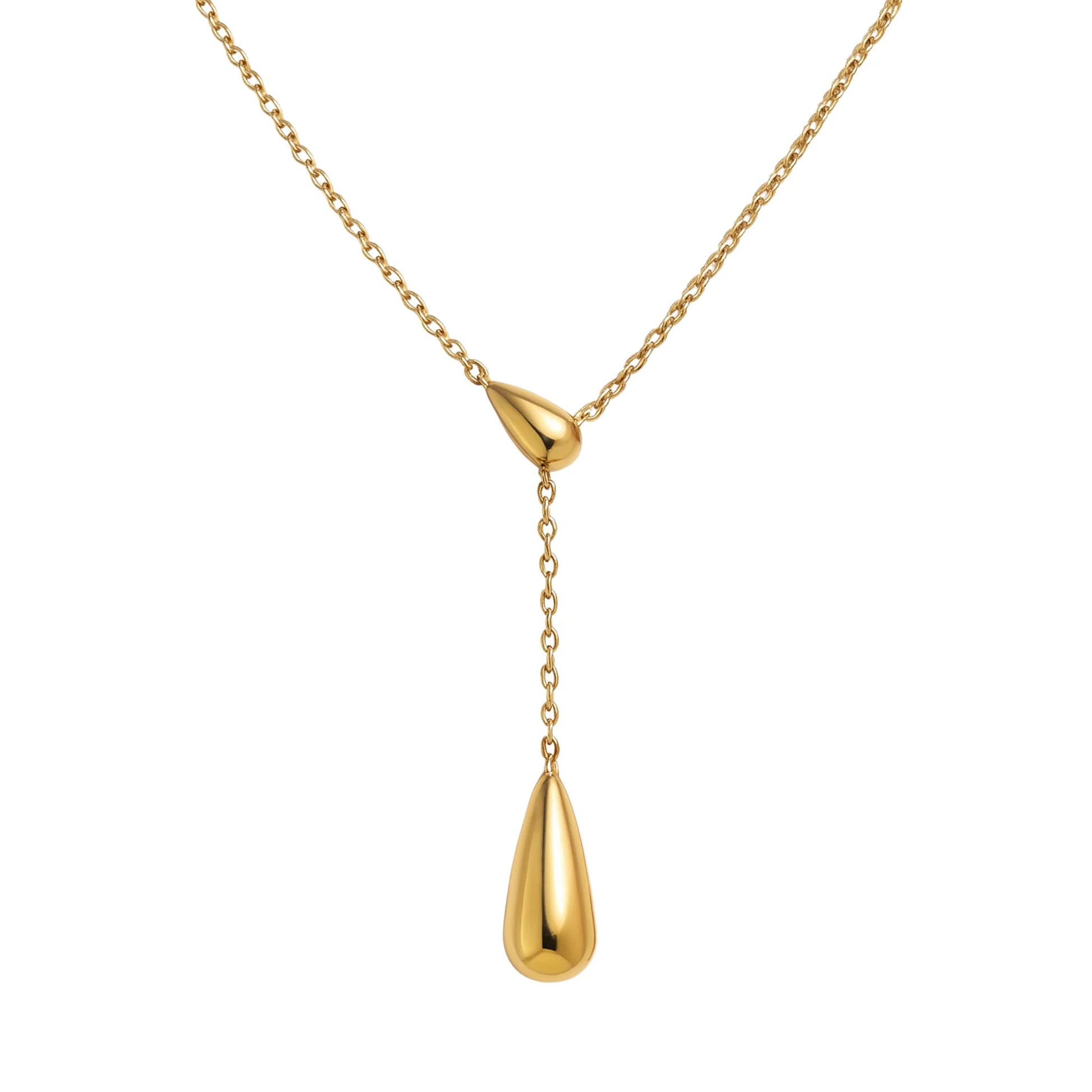 aubrey adele y water drop necklace in gold