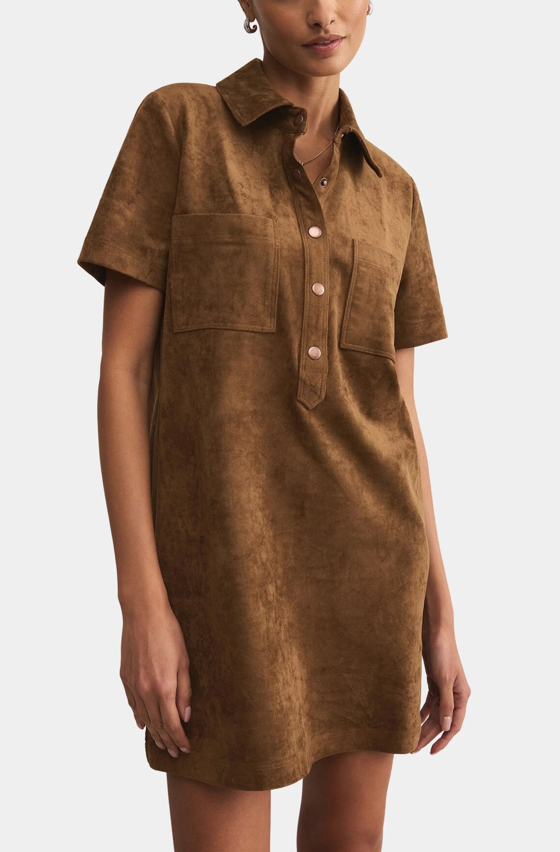 z supply sydney suede mini dress in coconut