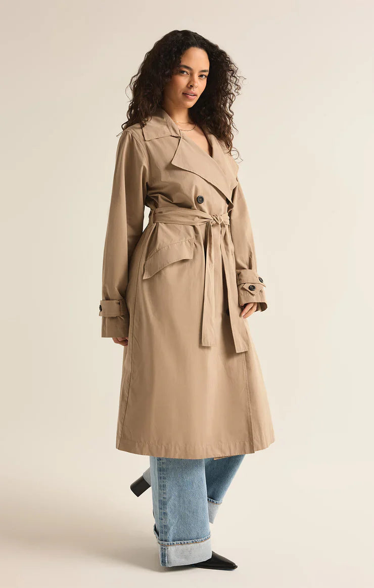 z supply dorian suede trench coat in retreat