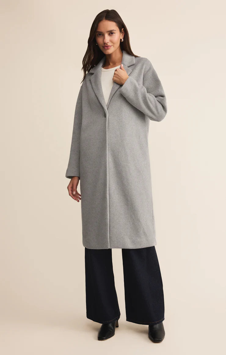 z supply mason luxe coat in classic heather grey