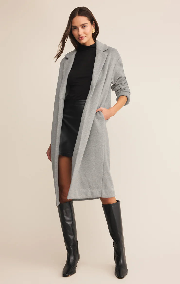 z supply mason luxe coat in classic heather grey
