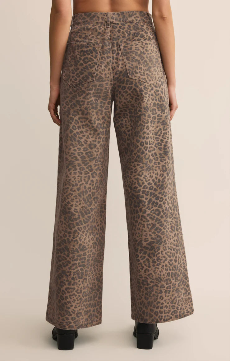 z supply marli denim leopard pant in desert tan
