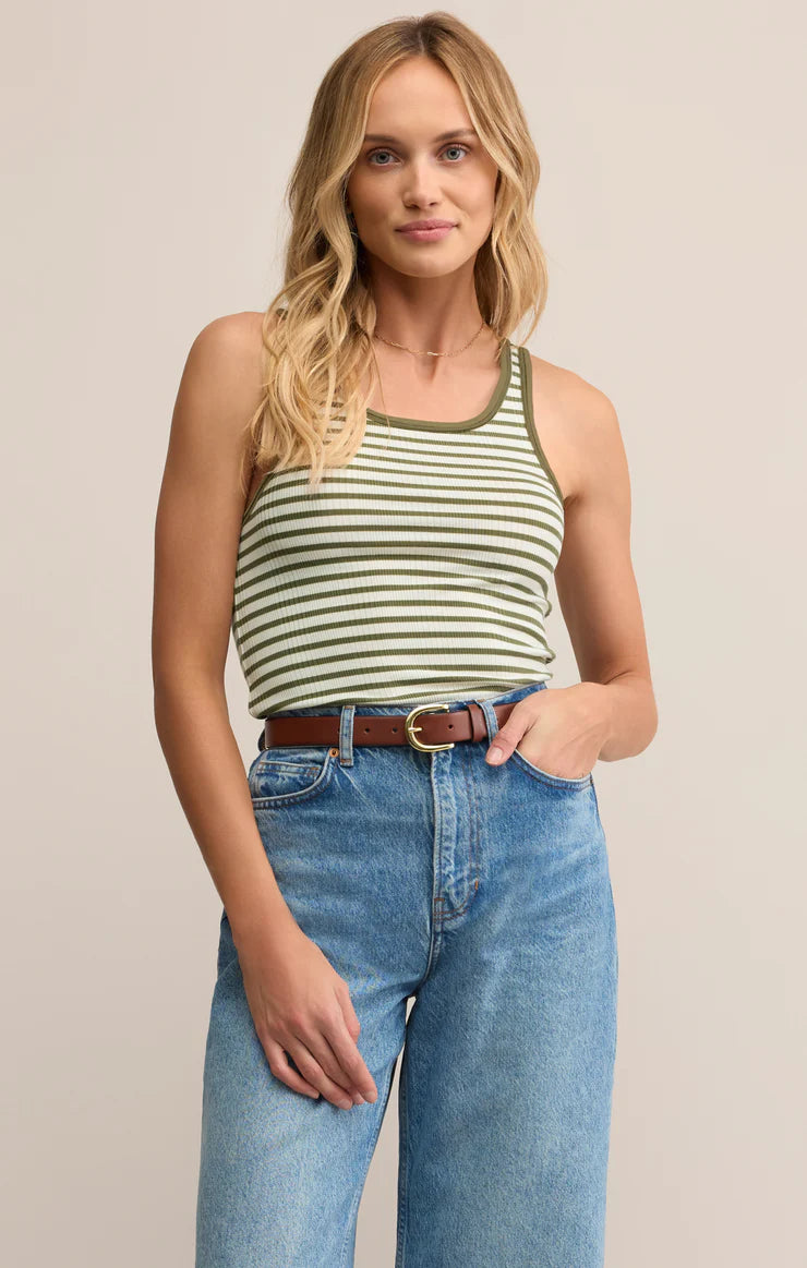 z supply classic striped scoop tank in fern
