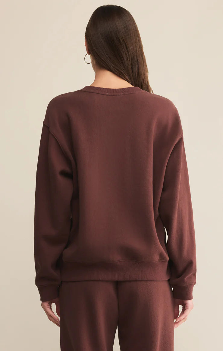 z supply boyfriend cotton sweatshirt in sandalwood