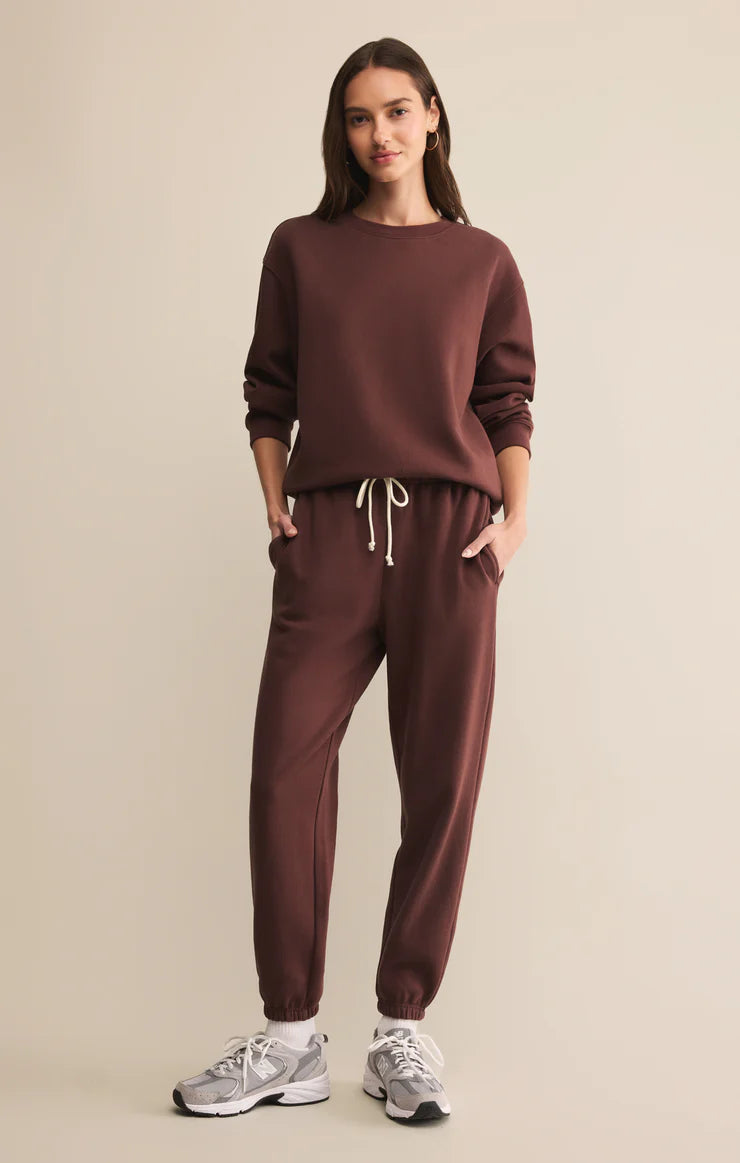 z supply boyfriend cotton sweatshirt in sandalwood