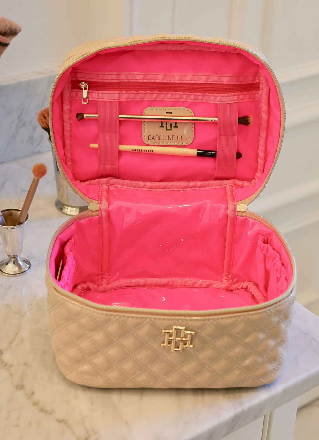 Caroline Hill Hampton Train Case in Nude Patent