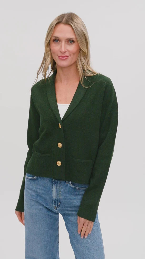 six fifty lynn shawl lapel knit blazer in olive