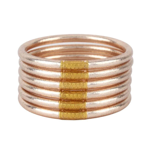 BuDhaGirl All Weather Bangles - Serenity Prayer in Champagne