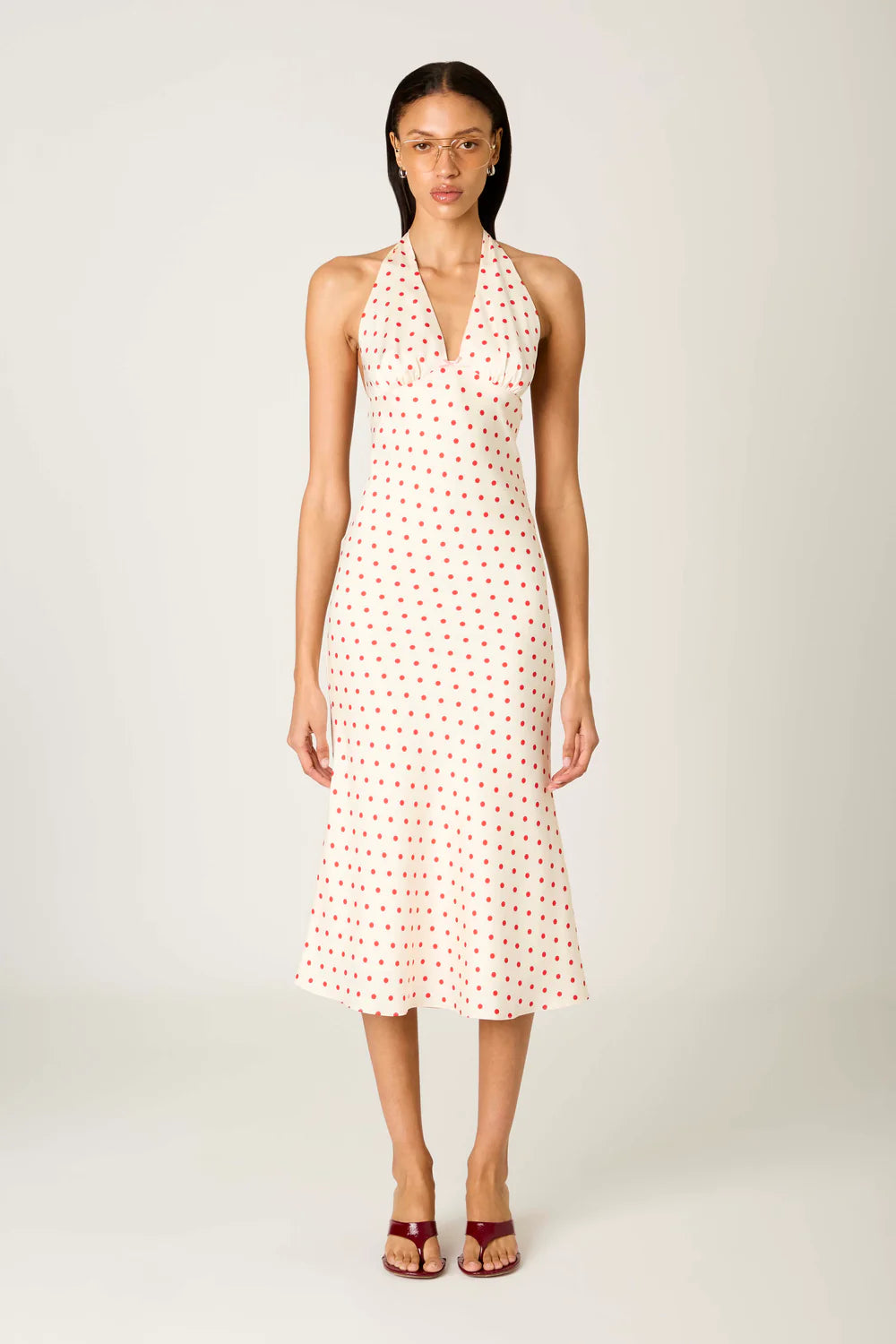 nia la brea dress in ivory/cherry