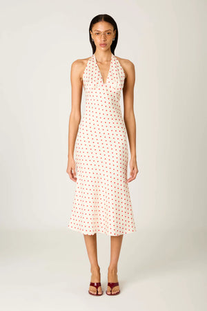 nia la brea dress in ivory/cherry