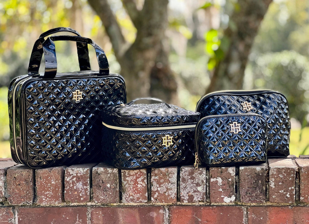 Caroline Hill Ibiza Small Pouch in Black Patent