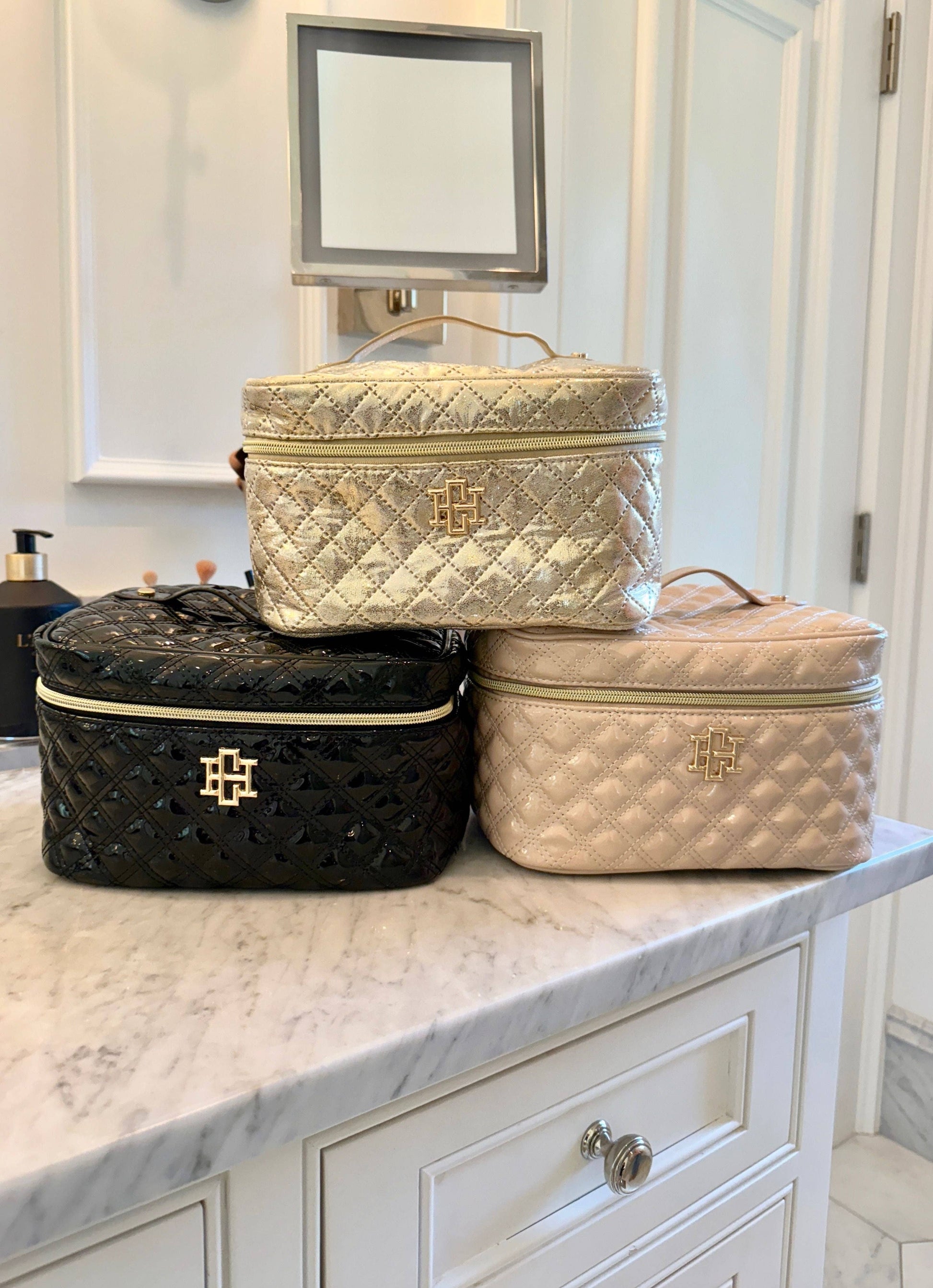 Caroline Hill Hampton Train Case in Nude Patent