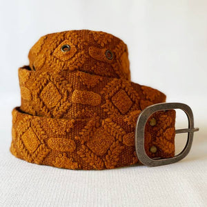 jenny kraus embroidered wool belt in terracotta
