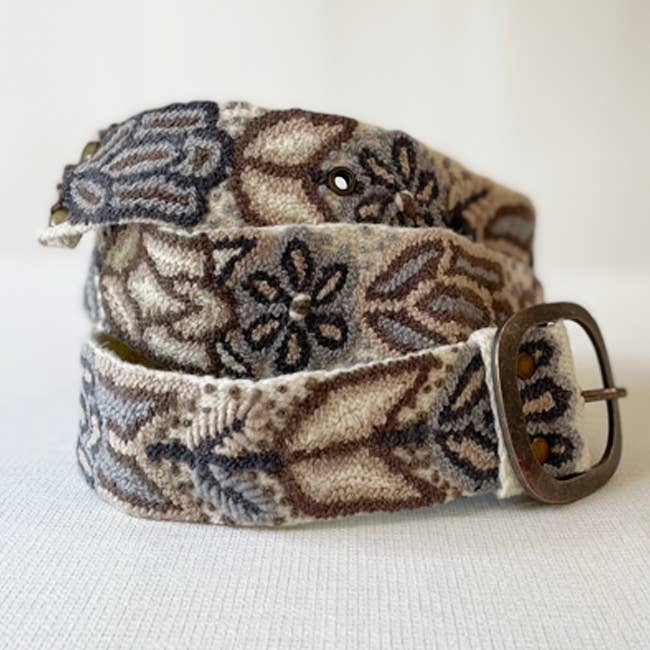 jenny krauss monochromatic embroidered wool belt in cream