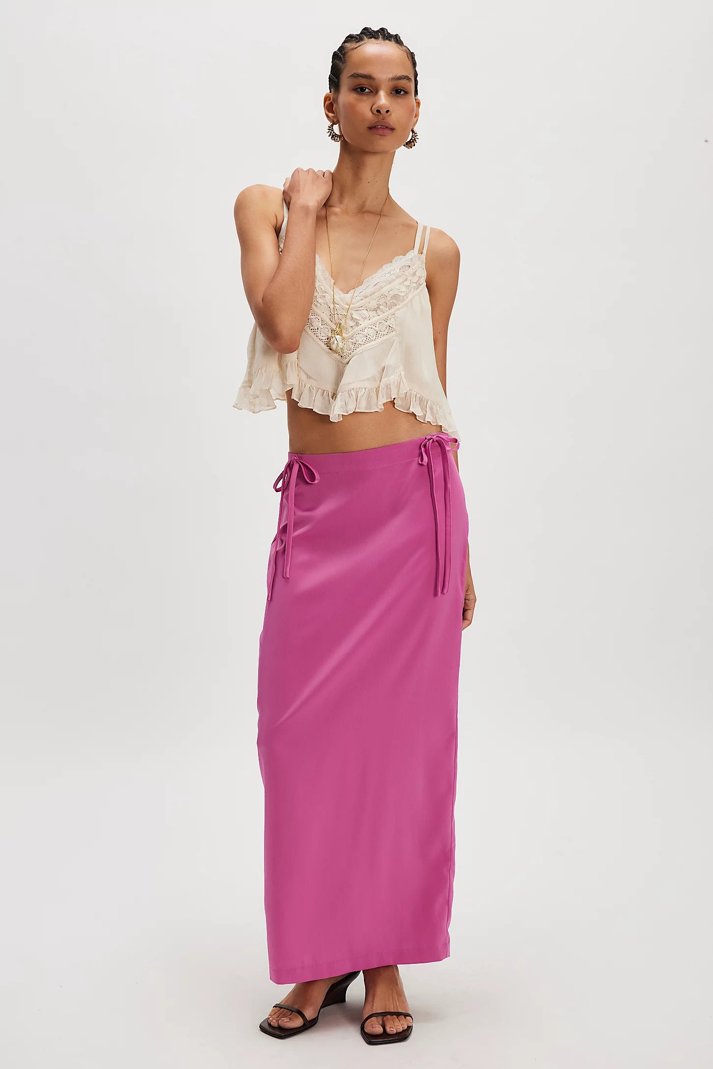 free people rosetto column skirt in super pink