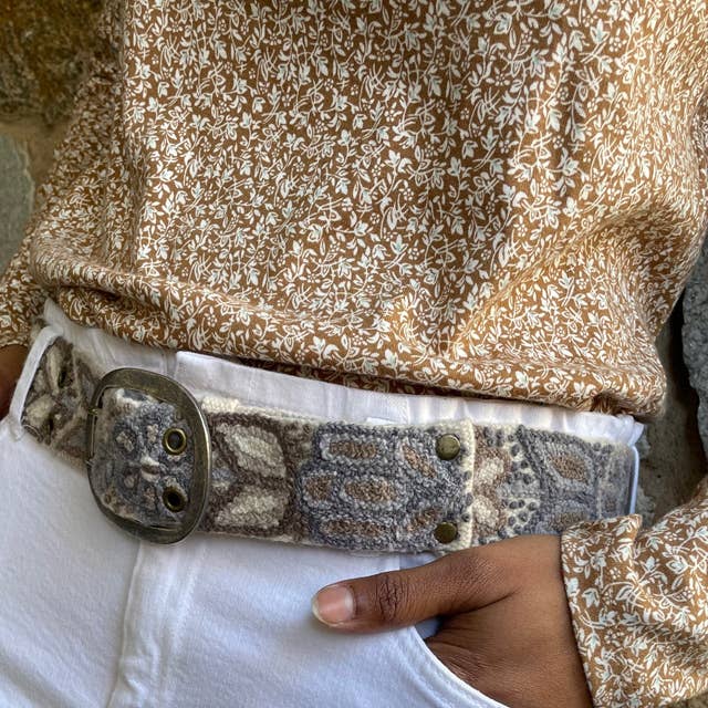 jenny krauss monochromatic embroidered wool belt in cream