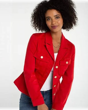 liverpool peplum jacket in fire brick