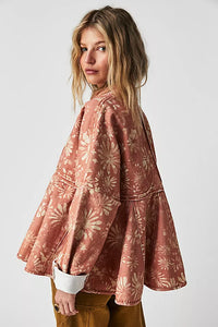 free people lua bed jacket in apricot