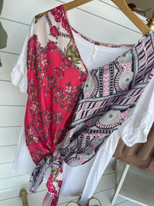 free people mixed fabric top