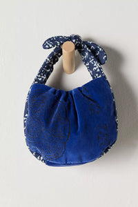 free people aria mini velvet bag in sapphire