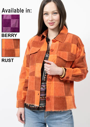 ivy jane patch corduroy jacket in rust