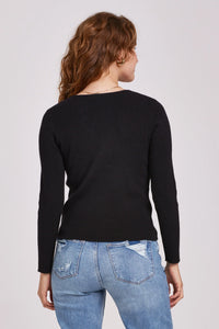 another love leighton ruched rib top in black