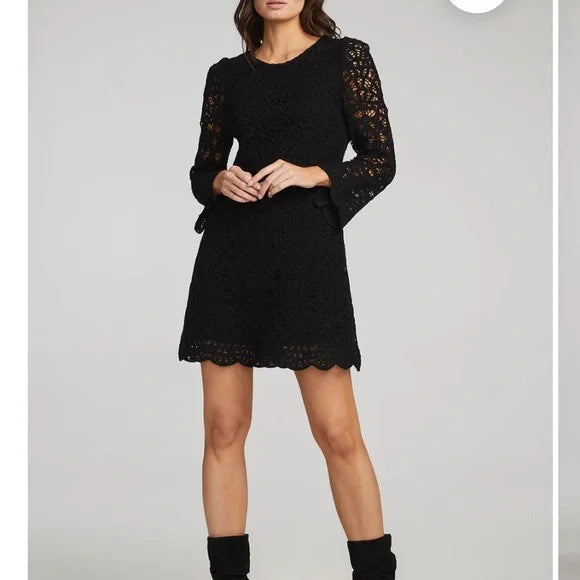 saltwater luxe lyndie mini dress in black lacey night