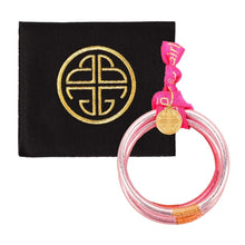 Load image into Gallery viewer, BuDhaGirl All Weather Bangles - Serenity Prayer in Carousel Pink