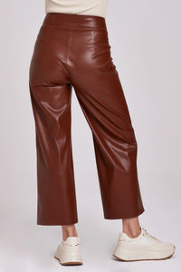 another love sparkle wide leg cropped pleather pant in mahogany