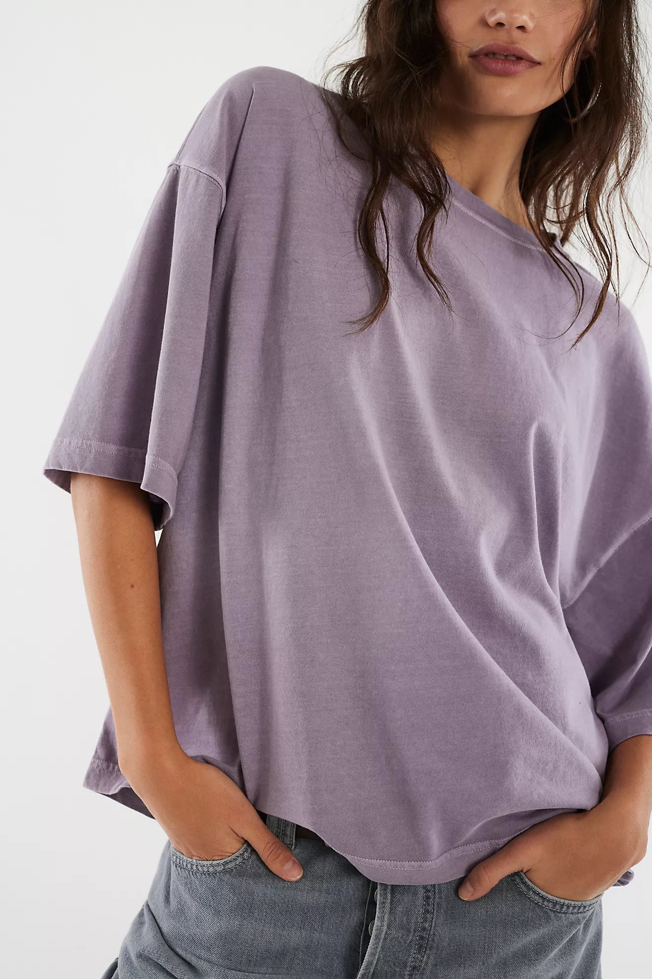 free people perfect oversized tee in plum ash