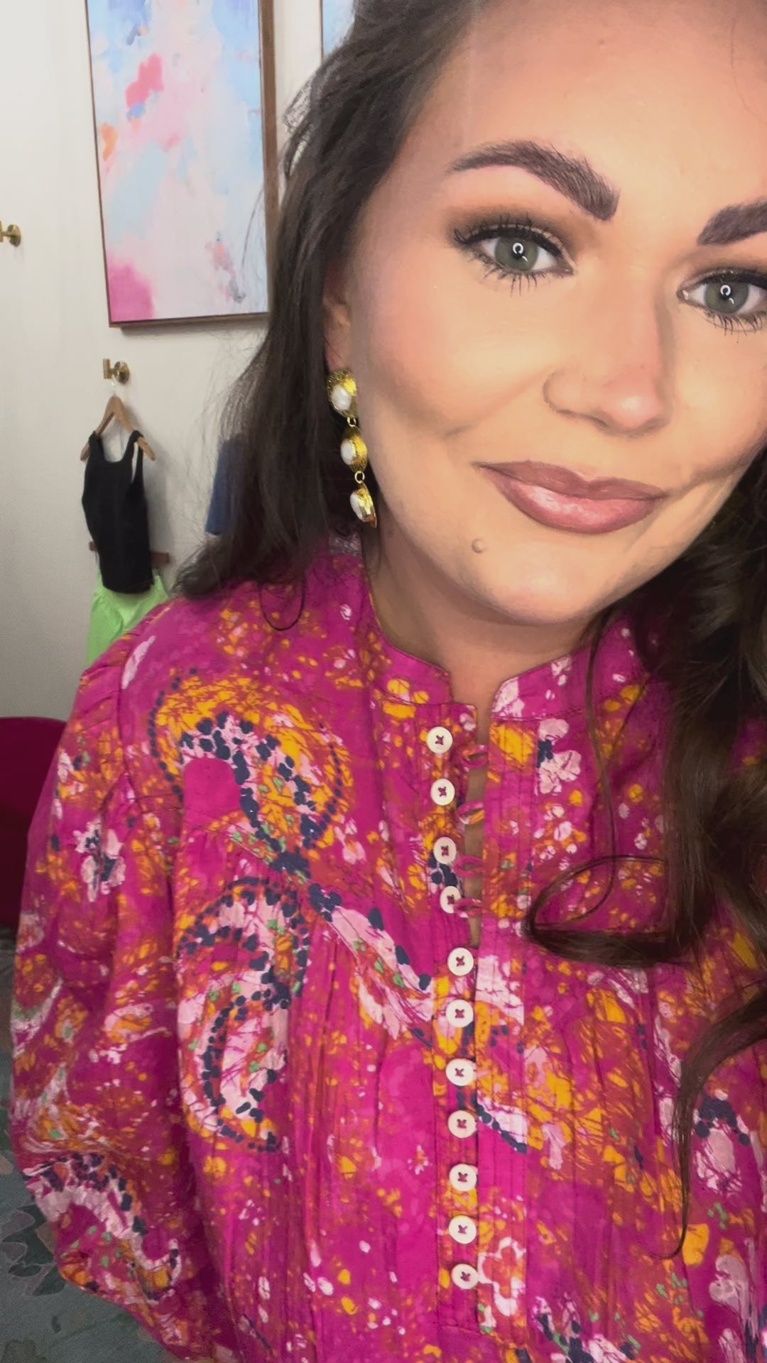 ivy jane explosion of color top in fuchsia