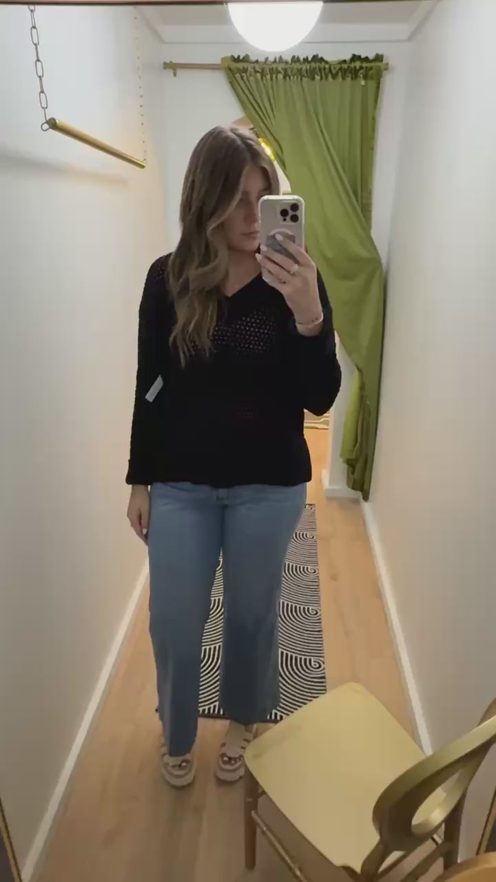 six fifty cameron crochet v-neck sweater