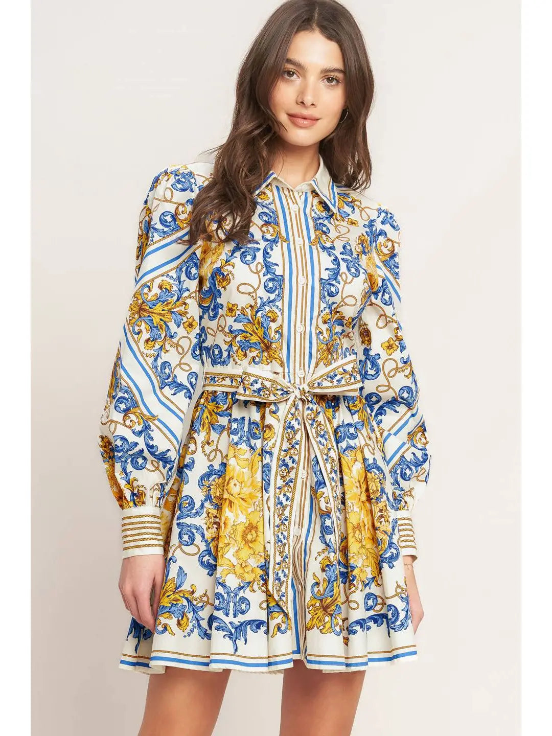 flying tomato printedd woven mini dress in off white contemporary