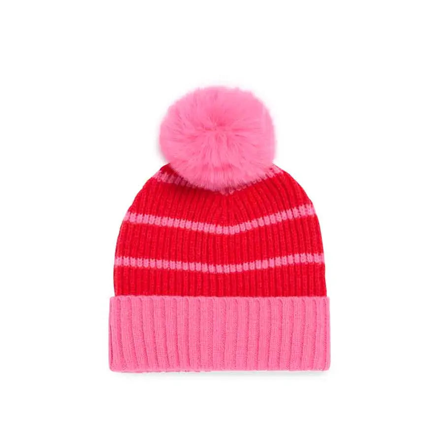 shiraleah allison beanie in red and pink