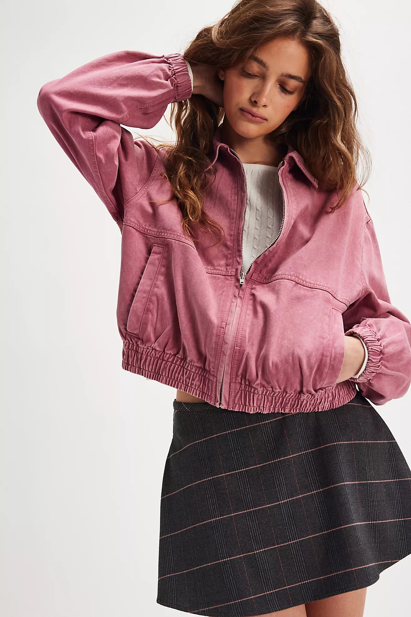 free people birdie jacket in rose raisin