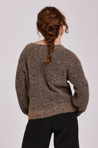 another love rue textured yarn sweater in copper metallic