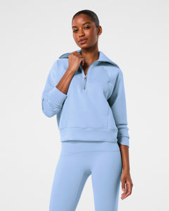 spanx air essentials half zip in hydrangea